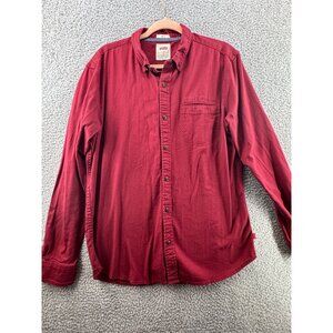 Levis Mens Red Button-Up Long Sleeve Shirt Size Large